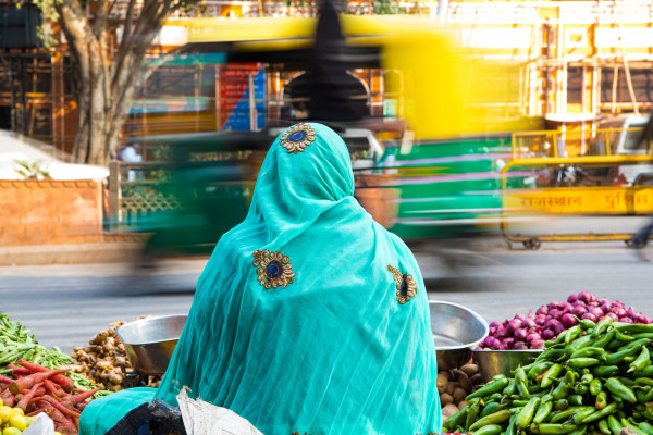 Market at Jaipur-An Indian Women Selling